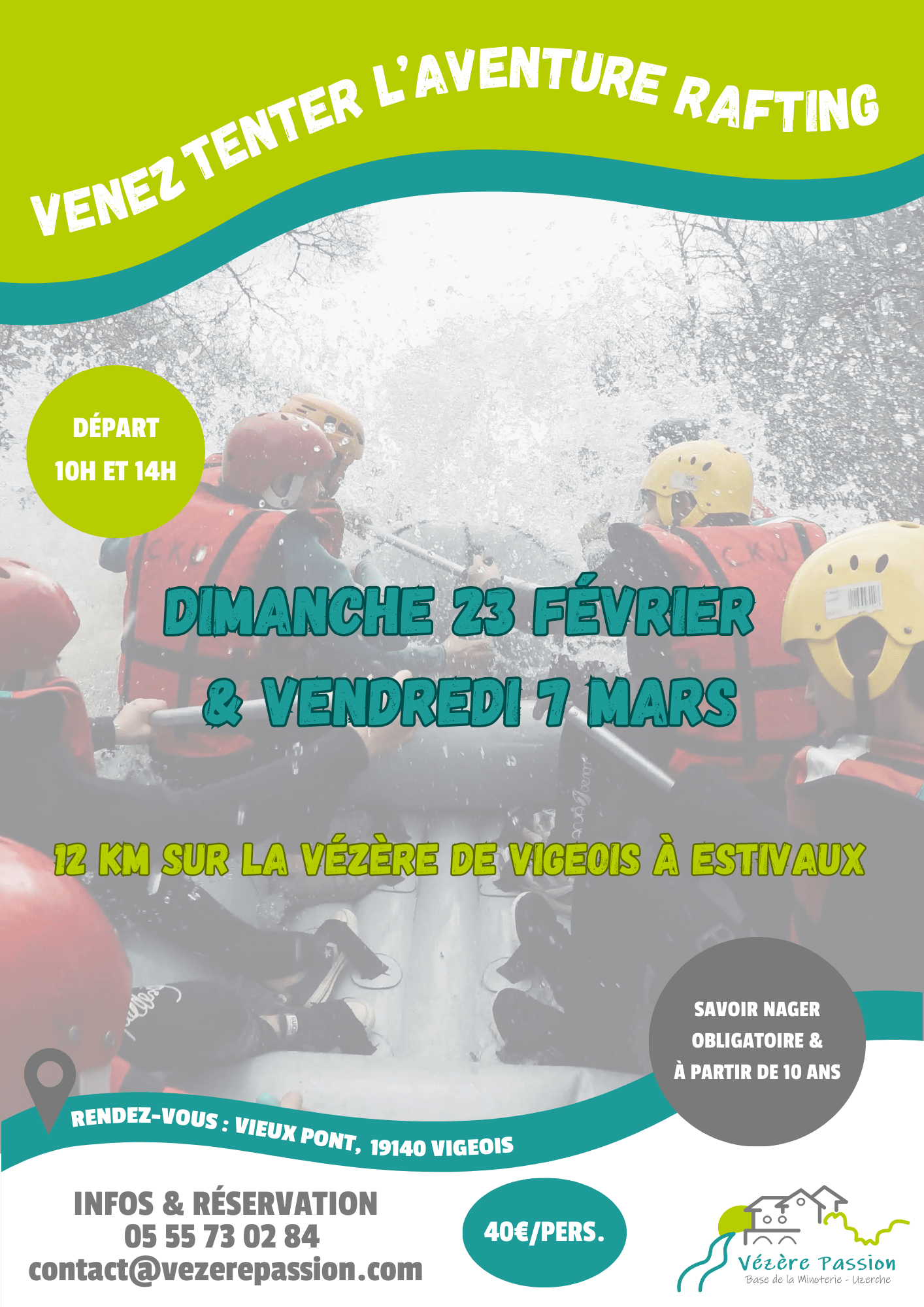 Affiche descente de rafting sur la Vézère